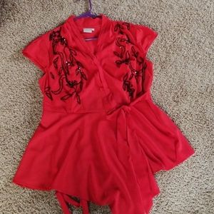 Eshakti red tie front blouse/shirt